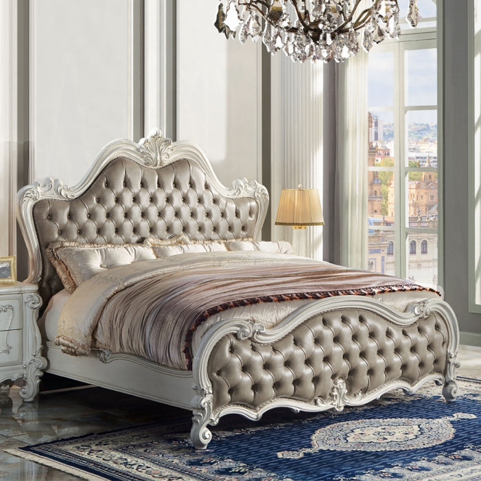 Versailles II Queen Bed- Vintage Gray Synthetic Leather – Discount