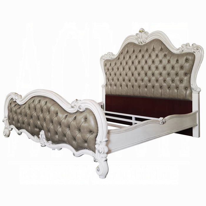 Versailles II Queen Bed- Vintage Gray Synthetic Leather