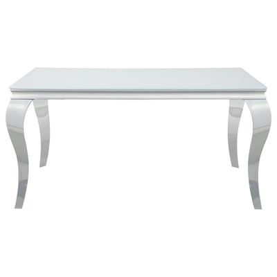 Carone Rectangular Glass Top Dining Table White and Chrome image