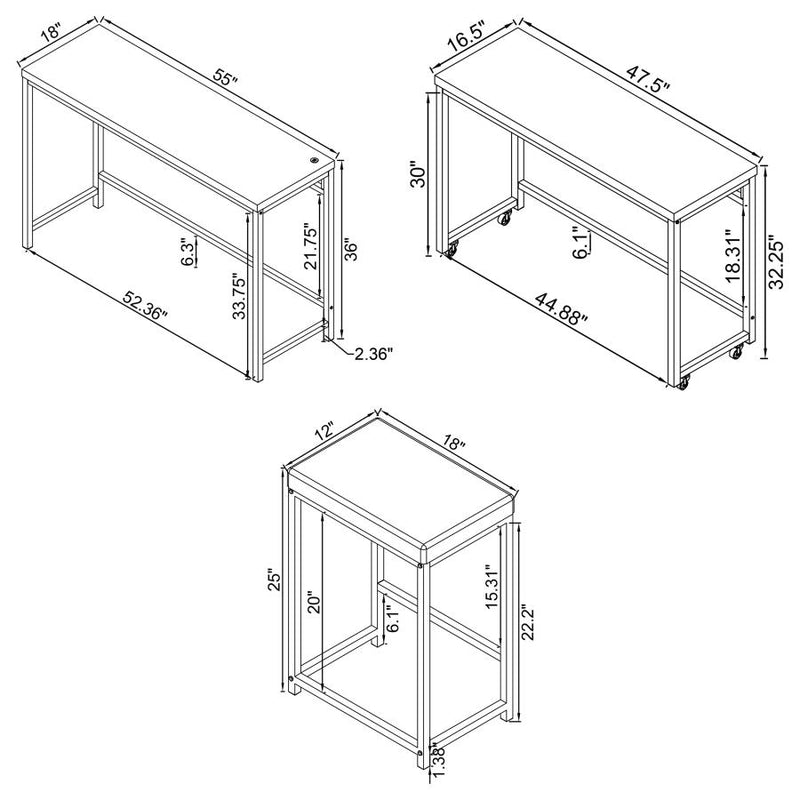 Hawes 4pc Multipurpose Counter Ht. Table- Black