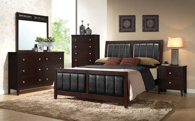 Carlton Upholstered Bedroom Set Cappuccino and Black