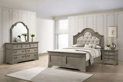 Manchester Bedroom Set with Upholstered Arched Headboard Wheat