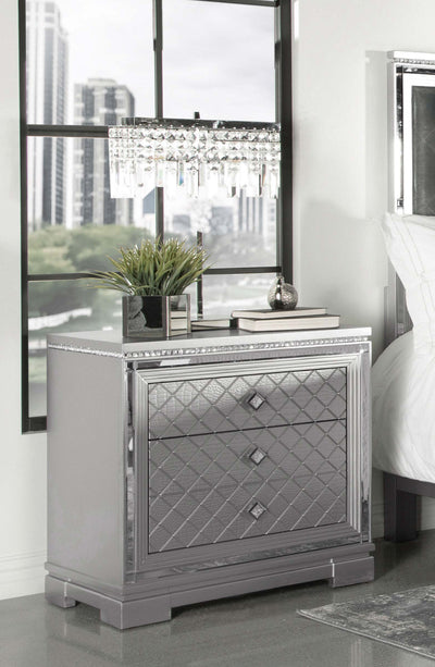 Eleanor Rectangular 2-drawer Nightstand Metallic image