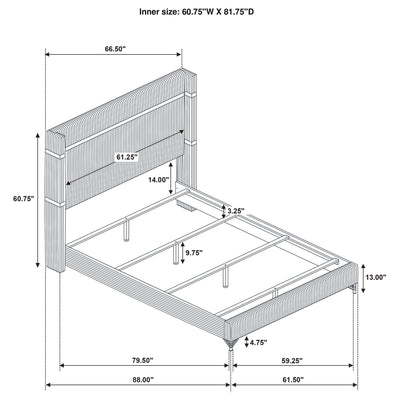 Lucia Eastern King & Queen Bed Beige & Grey