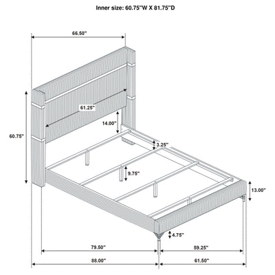 Lucia Eastern King & Queen Bed Beige & Grey