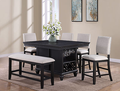 Crown Mark Furniture Regent Counter Height Chair in Black (Set of 2)
