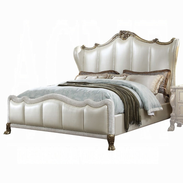 Dresden II - Pearl white upholstered California King bed