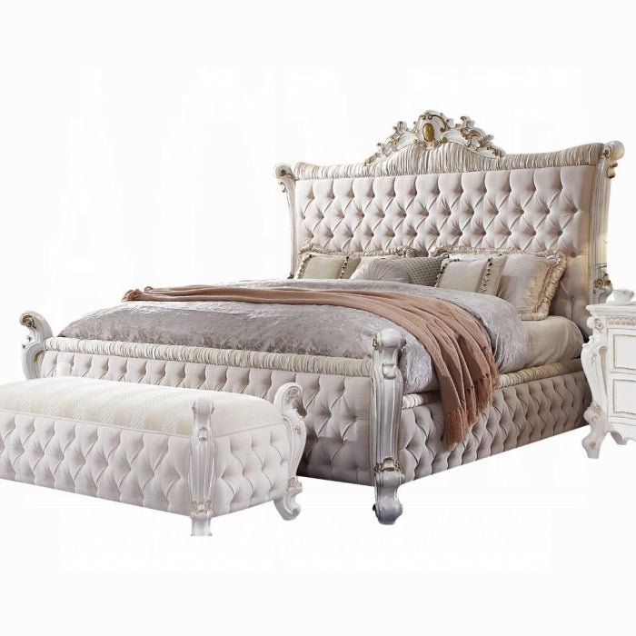 Picardy Eastern King Bed - Antique Pearl