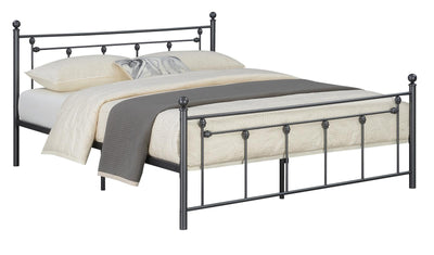 Canon Queen Metal Slatted Headboard Platform Bed - Gunmetal image