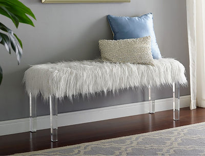 Crown Mark Furniture Fatima Bench in White