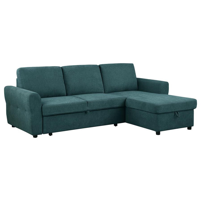 Samantha Upholstered Sleeper Sectional Sofa Teal