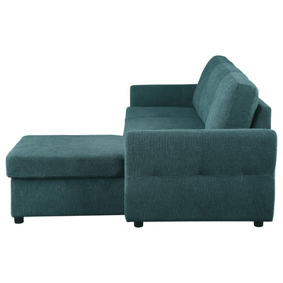 Samantha Upholstered Sleeper Sectional Sofa Teal