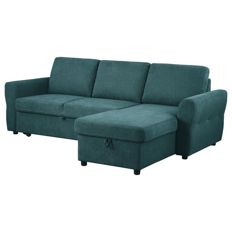 Samantha Upholstered Sleeper Sectional Sofa Teal