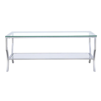 Saide Rectangular Coffee Table with Mirrored Shelf Chrome image