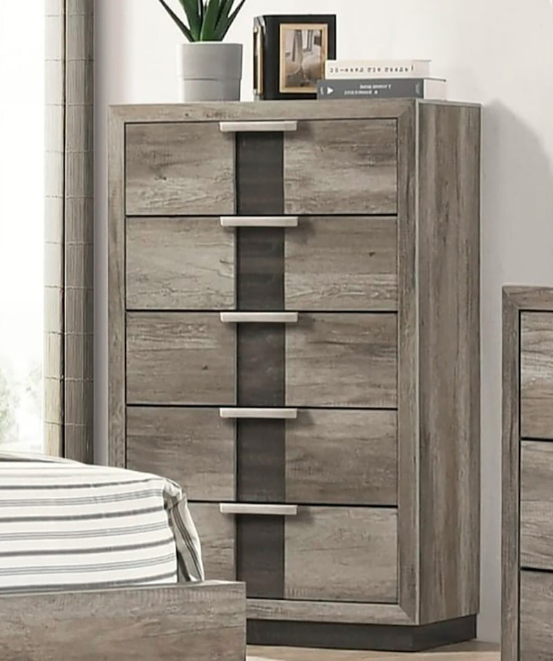 Crown Mark Furniture Rangley 5 Drawer Chest in Brown