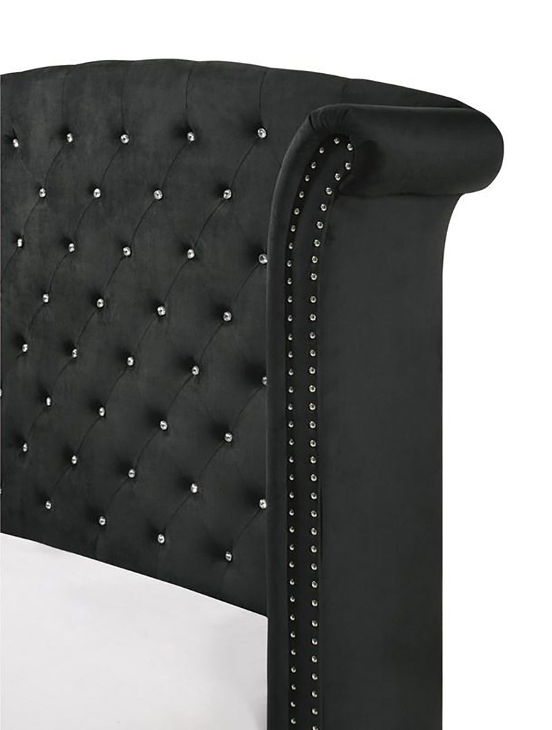 Crown Mark Furniture Lucinda Queen Upholstered Panel Bed in Black B9265-Q