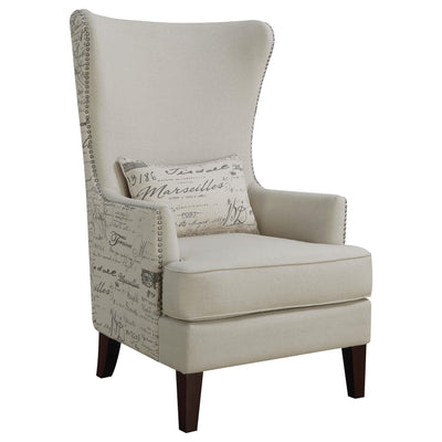 Pippin Curved Arm High Back Accent Chair Cream image