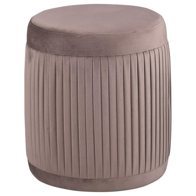 Tovar round upholstered Ottoman- Mauve velvet