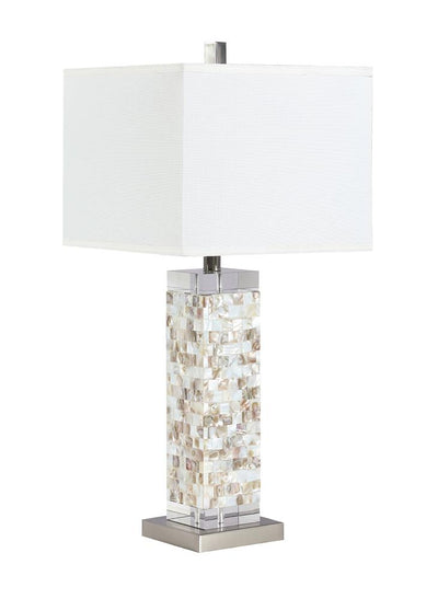 Capiz Square Shade Table Lamp with Crystal Base White and Silver image