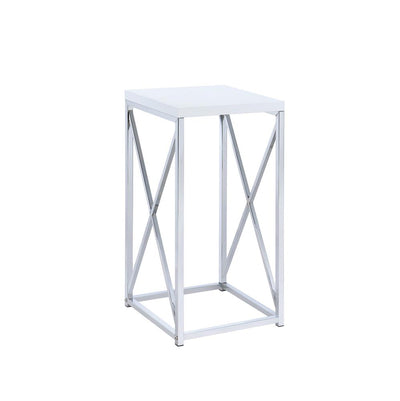 Edmund Accent Table with X-cross Glossy White and Chrome image