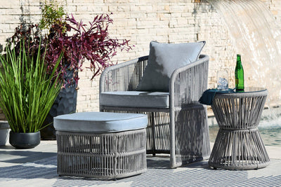 Coast Island Gray Outdoor Chair with Ottoman and Side Table