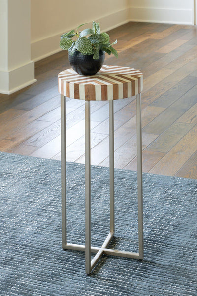 Cartley White/Light Brown Accent Table