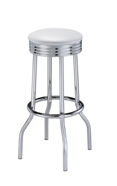 Theodore Upholstered Top Bar Stools White and Chrome (Set of 2)