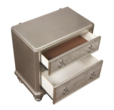 Bling Game 2-drawer Nightstand Metallic Platinum