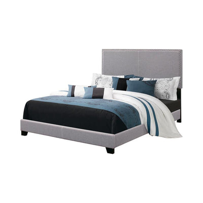 Boyd California King, King, & Queen Upholstered Bed with Nailhead Trim Charcoal & Grey