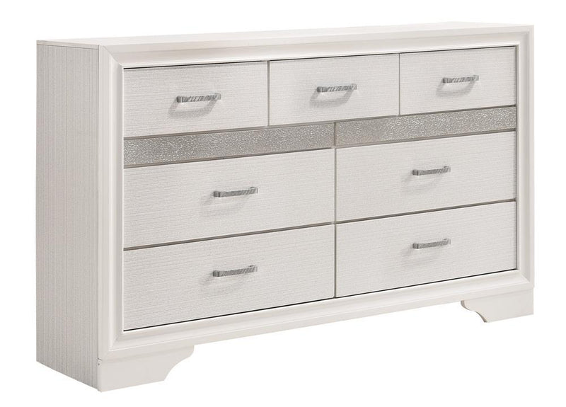 Miranda 7-drawer Dresser White and Rhinestone