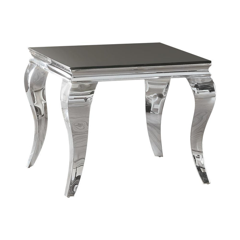 Luna Square End Table Chrome and Black