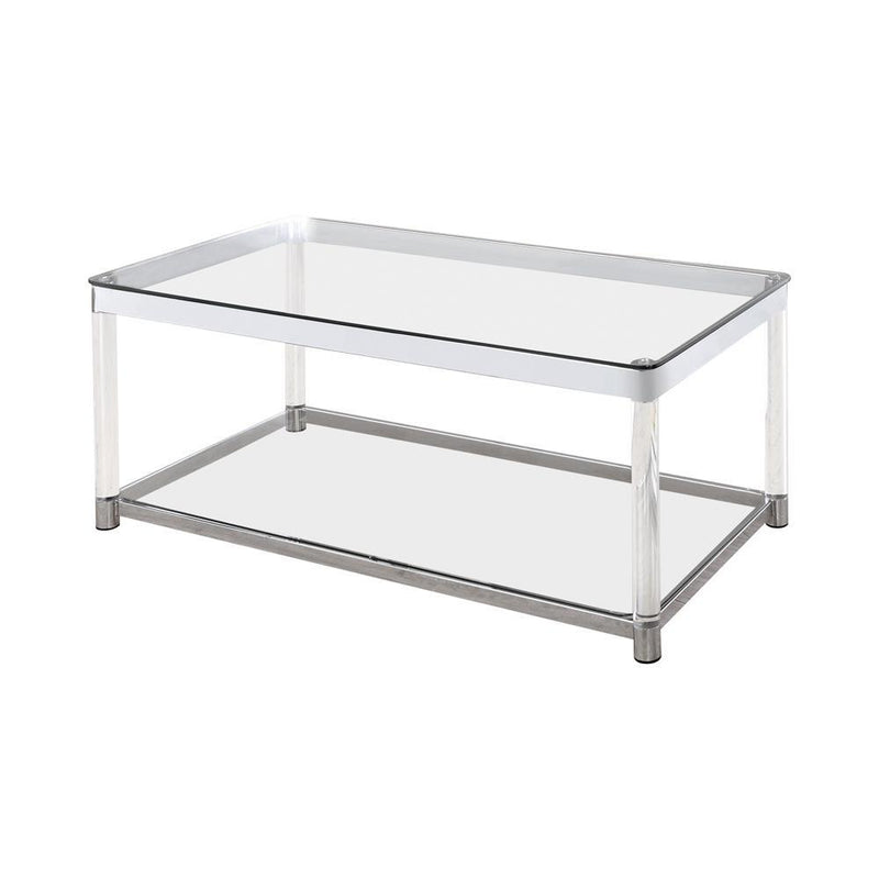 Anne Coffee Table with Lower Shelf Chrome and Clear