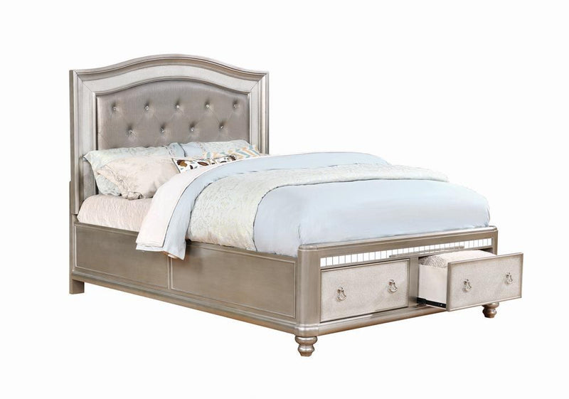 Bling Game Queen Panel Bed Metallic Platinum