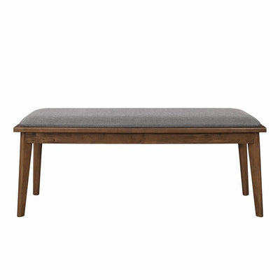 Alfredo Upholstered Dining Bench Grey and Natural Walnut