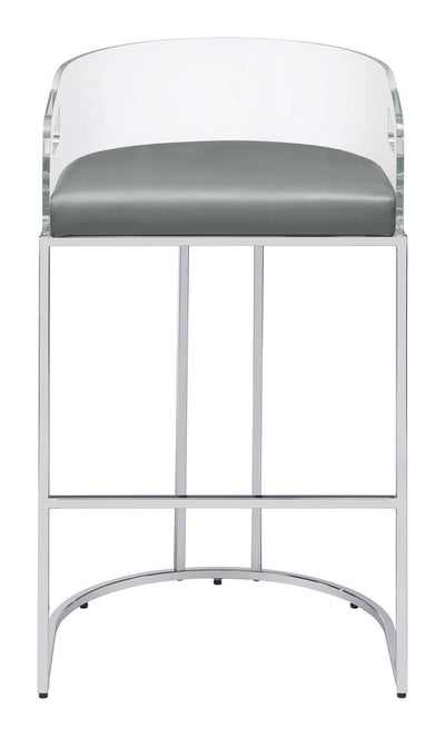 Thermosolis Acrylic Back Bar Stools Grey and Chrome (Set of 2)