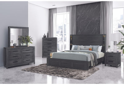 Cypress Dark Grey Bed-Dresser-Mirror And Nightstand