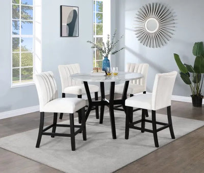 Faux Marble- Round Counter Height Dining Table