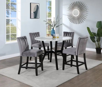 Faux Marble- Round Counter Height Dining Table
