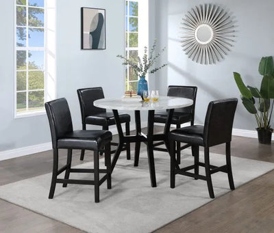 Faux Marble- Round Counter Height Dining Table