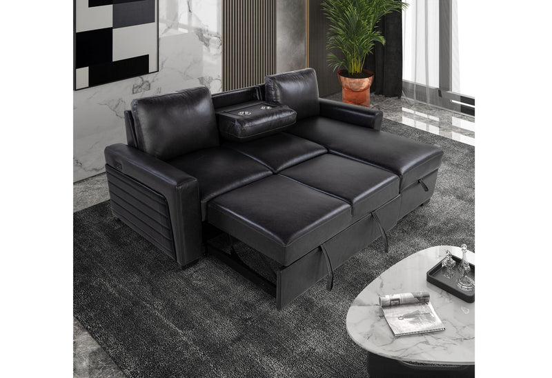 U1830 BLANCHE CHARCOAL/BLACK SOFA BED WITH USB AND DDT image