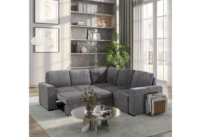 U2660 GREY SECTIONAL W/O CHAISE AND W/ PULLOUT image