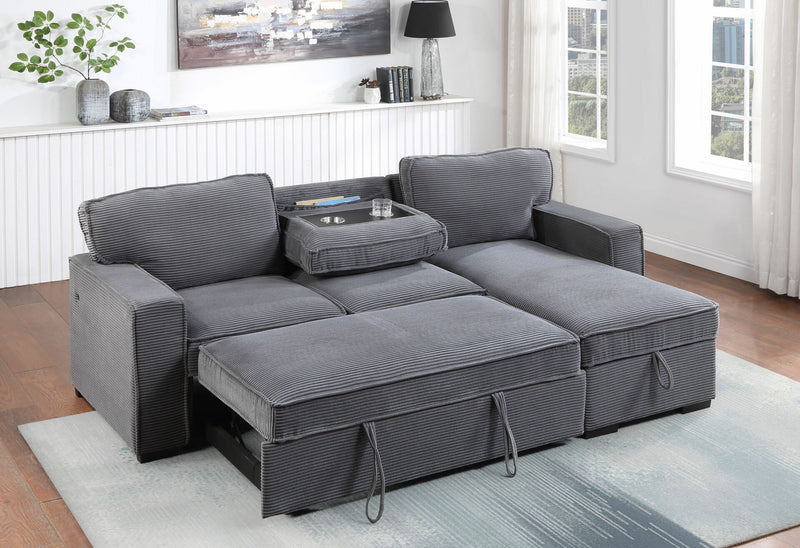 U0203 LIGHT GREY REVERISBLE PULL OUT SOFA BED