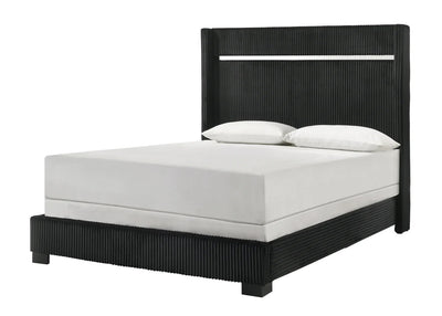 Genro Black Corduroy -5pc bedroom set