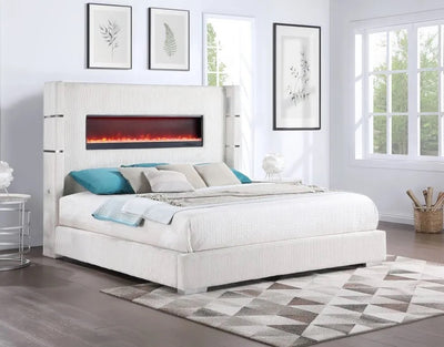 Fireplace controlled bed-Upholstered Queen size