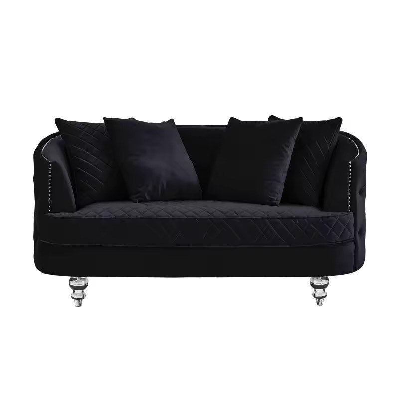 Black Velvet Upholstered- Sofa & Loveseat