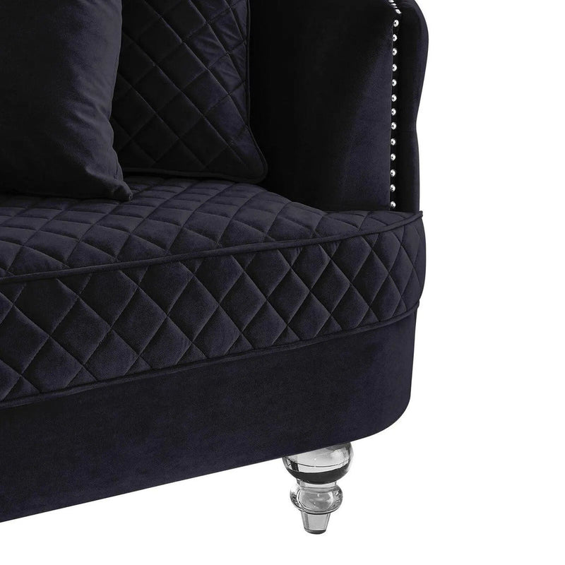 Black Velvet Upholstered- Sofa & Loveseat