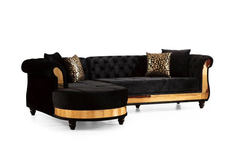 Julio Upholstered Sectional w/Gold Trim platted