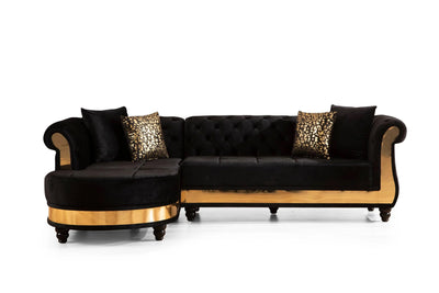 Julio Upholstered Sectional w/Gold Trim platted
