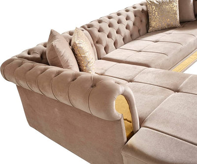 Julio Upholstered Sectional w/Gold Trim platted
