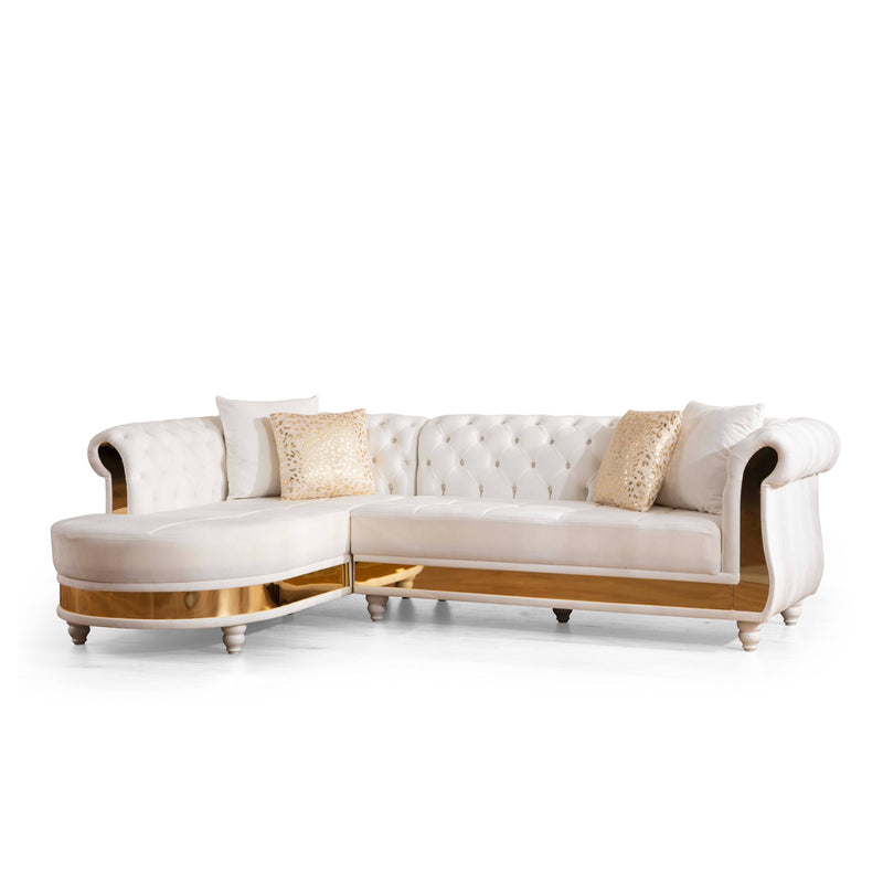 Julio Upholstered Sectional w/Gold Trim platted